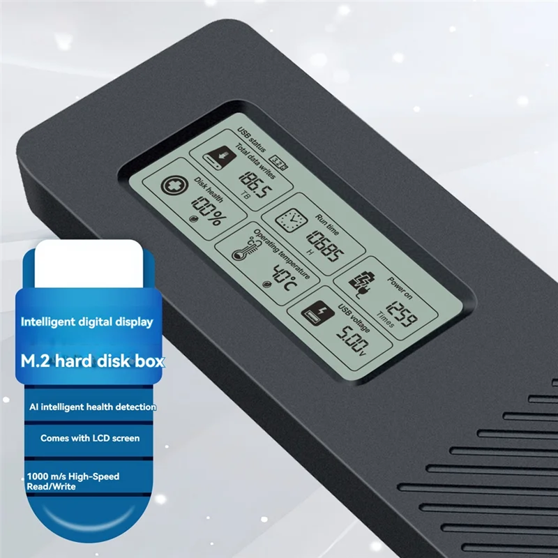 A41Z-M.2 Hard Drive Box NVME/NGFF SATA Dual Protocol SSD Enclosure NVME SATA To USB3.2 Intelligent Digital Display M.2 Case
A41Z-M.2 Hard Drive Box NVME/NGFF SATA Dual Protocol SSD Enclosure NVME SATA To USB3.2 Intelligent Digital Display M.2 Case