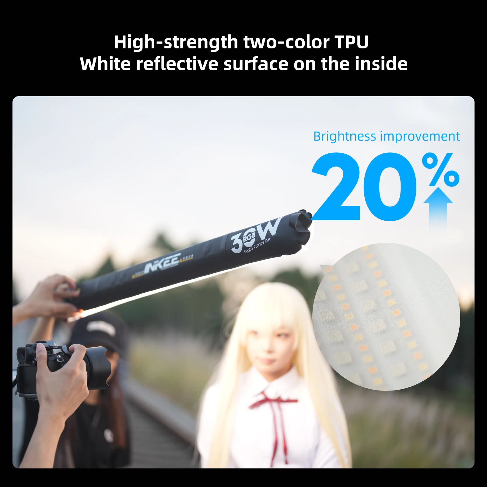 INKEE GCA30C 30W RGB Inflatable Tube Light 2000K-10000K Portable Air LED Video Light
INKEE GCA30C 30W RGB Inflatable Tube Light 2000K-10000K Portable Air LED Video Light