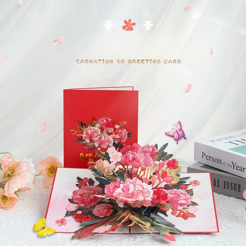 Mother's Day Creative 3D Three-dimensional Greeting Card Rotating Carnations Gift Card Exquisite Blessing Message Card
Mother's Day Creative 3D Three-dimensional Greeting Card Rotating Carnations Gift Card Exquisite Blessing Message Card