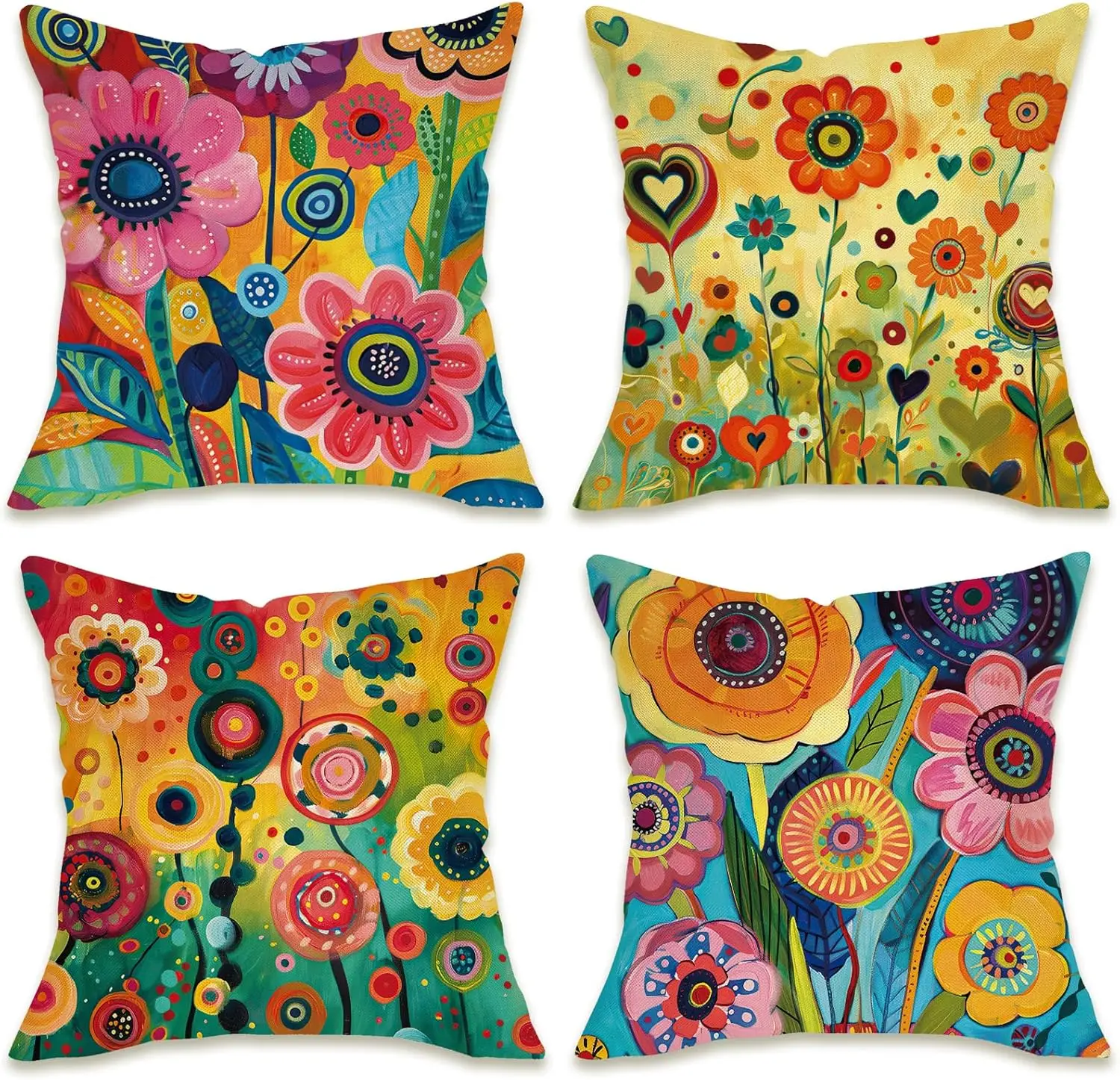 4Pcs Folk Art Floral Throw Pillow Covers Colorful Abstract Flower Cushion Cases for Living Room Bedroom Sofa Home Ornament
4Pcs Folk Art Floral Throw Pillow Covers Colorful Abstract Flower Cushion Cases for Living Room Bedroom Sofa Home Ornament