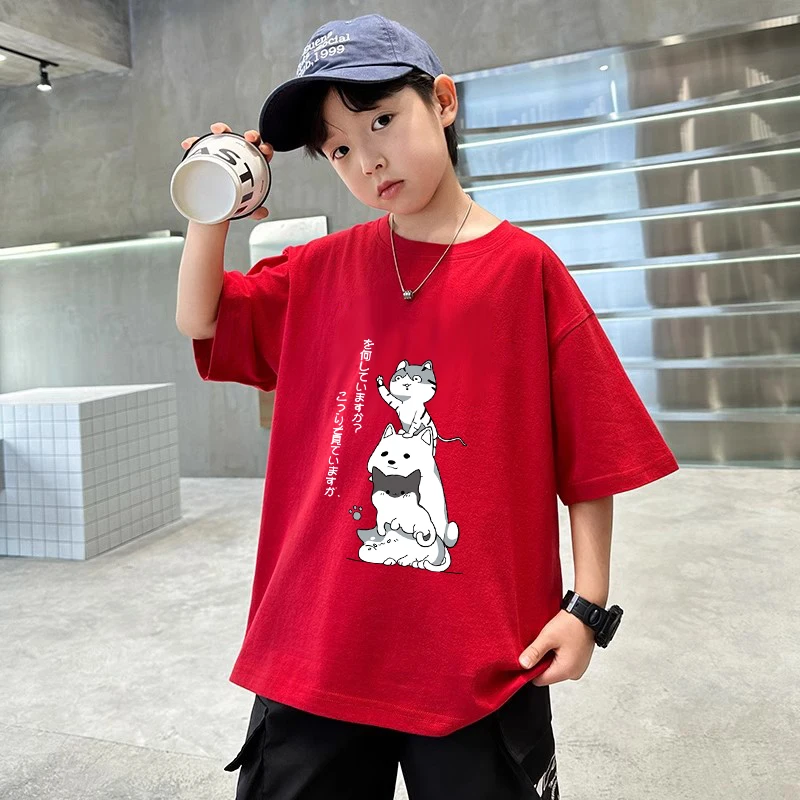 Cat Printed Short Sleeve T-Shirt Summer Tops Kids Clothes Boys Tees Casual Fashion O-neck 100% Cotton T-Shirts 4-6Y 7-13Y
Cat Printed Short Sleeve T-Shirt Summer Tops Kids Clothes Boys Tees Casual Fashion O-neck 100% Cotton T-Shirts 4-6Y 7-13Y