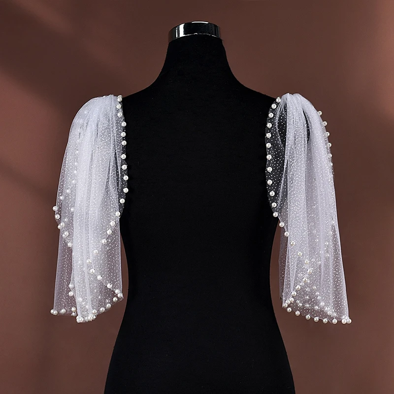 Pearl Gauze Tulle Shoulder Cape Fake Detachable Sleeves Bridal Wedding Evening Dress Decoration Arm Covering Shawl Wrap White
Pearl Gauze Tulle Shoulder Cape Fake Detachable Sleeves Bridal Wedding Evening Dress Decoration Arm Covering Shawl Wrap White