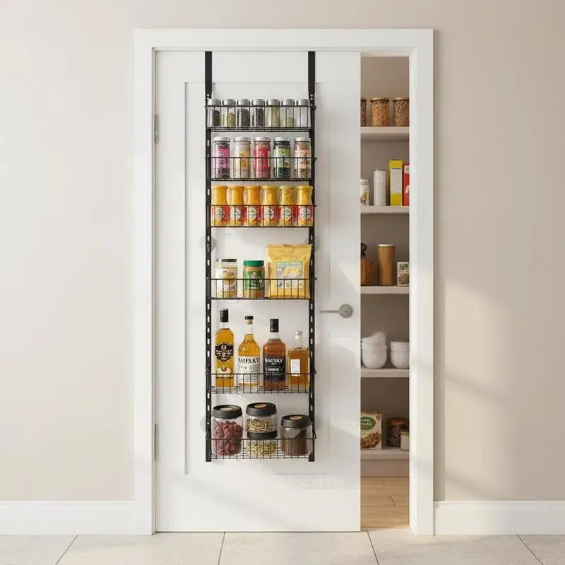 Wall Mount Seasoning Shelves 16.5"x5.5"x75" For Kitchen Laundry Room Bathroom, 8-Tier Adjustable Height Heavy-Duty Metal Hanging Spice Rack Door Storage Organizer Black
Wall Mount Seasoning Shelves 16.5"x5.5"x75" For Kitchen Laundry Room Bathroom, 8-Tier Adjustable Height Heavy-Duty Metal Hanging Spice Rack Door Storage Organizer Black