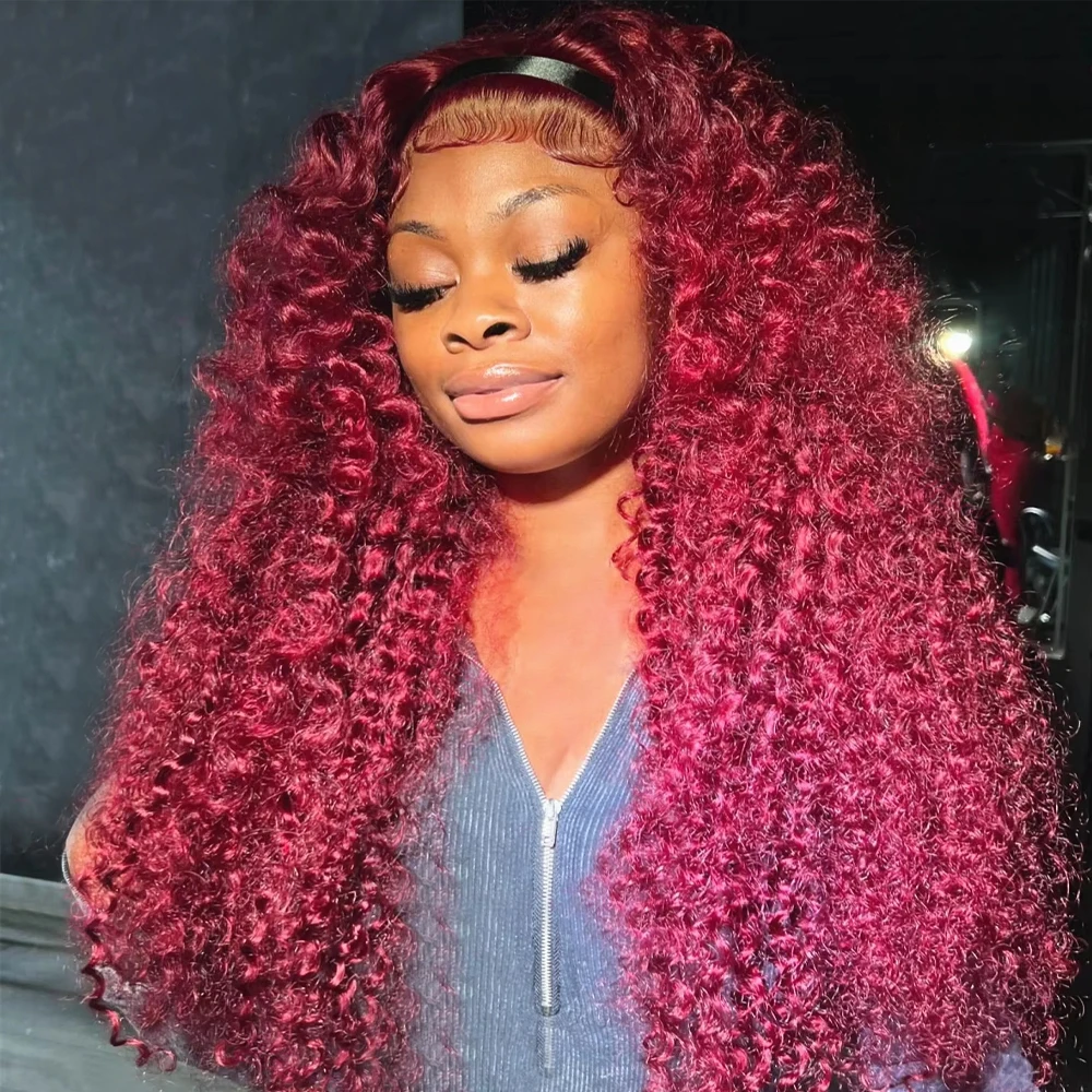 30 36 Inch Burgundy Curly 13x6 Lace Frontal Wig Human Hair 100% Brazilian 13x4 Water Deep Wave 99J Red Colored Wig For Women
30 36 Inch Burgundy Curly 13x6 Lace Frontal Wig Human Hair 100% Brazilian 13x4 Water Deep Wave 99J Red Colored Wig For Women 