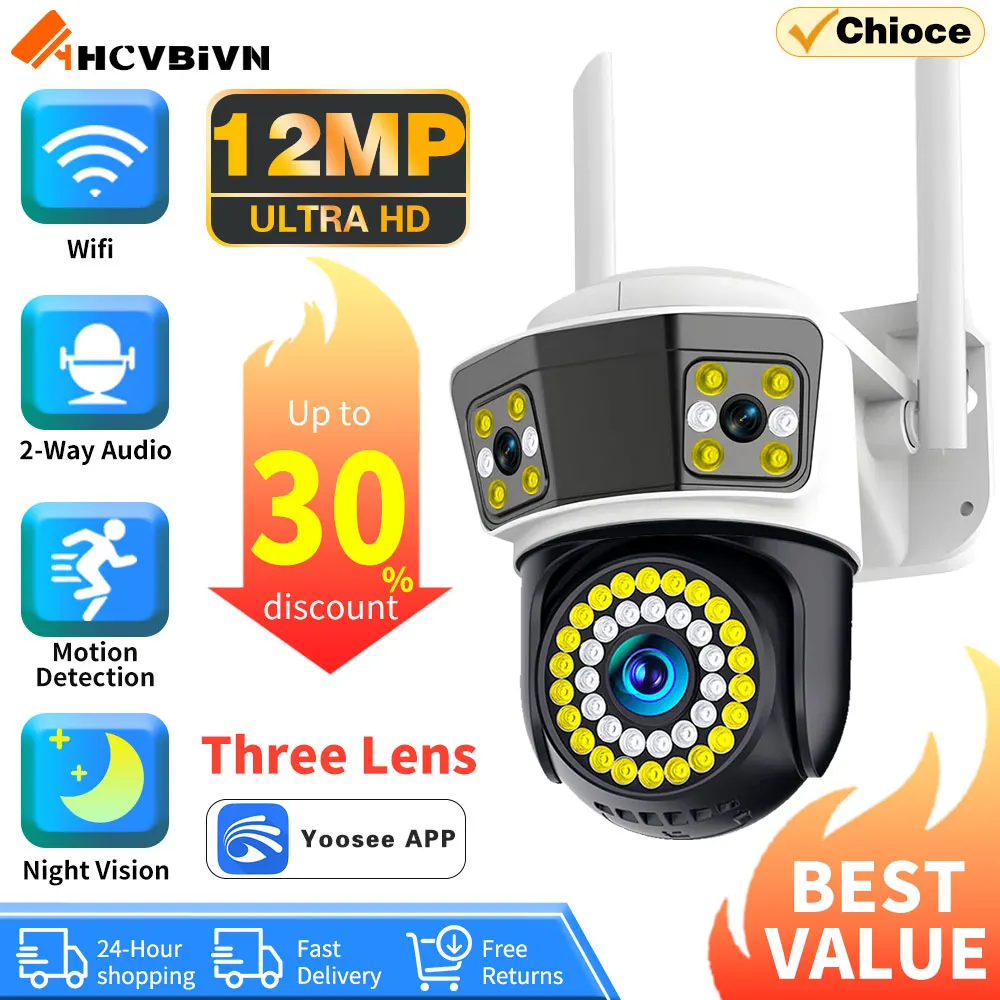 Three Lens IP Camera 6K 12MP WiFi Wireless Security Protection Outdoor PTZ Human Auto Tracking CCTV Video Surveillance Cccam
Three Lens IP Camera 6K 12MP WiFi Wireless Security Protection Outdoor PTZ Human Auto Tracking CCTV Video Surveillance Cccam