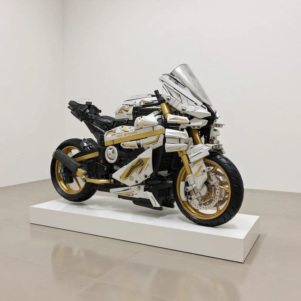 White & Gold Motorcycle Building Blocks, Technic Street Bike Model, DIY Assembly Bricks, STEM Toy
White & Gold Motorcycle Building Blocks, Technic Street Bike Model, DIY Assembly Bricks, STEM Toy