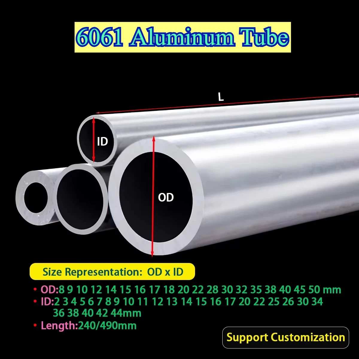 6061 Aluminum Tube Pipe Hollow Alloy Shaft Sleeve Pole CNC Plumbing DIY Tool Parts Metal Wholesale Length 240/490mm
6061 Aluminum Tube Pipe Hollow Alloy Shaft Sleeve Pole CNC Plumbing DIY Tool Parts Metal Wholesale Length 240/490mm