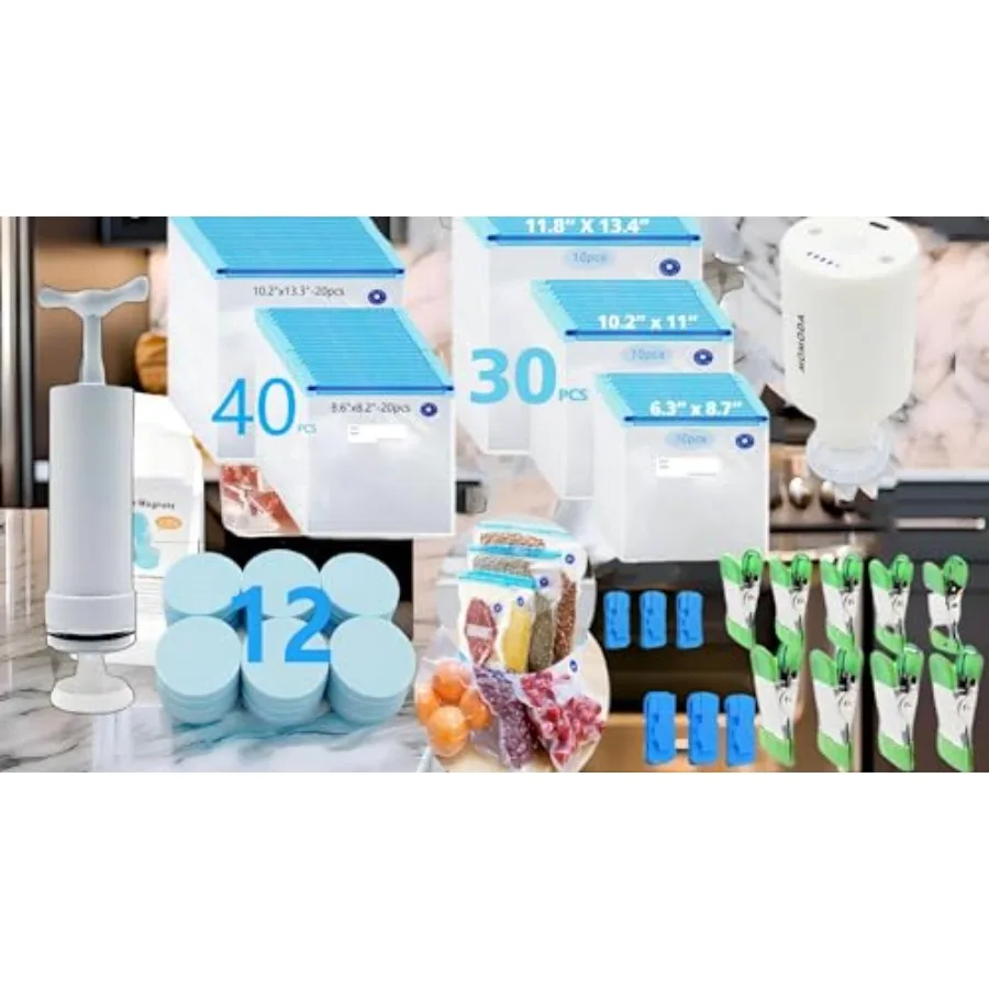 Sous Vide Bundle: Vacuum Seal Cooking Bags 70 Pcs Magnet Clips (12 Pcs) and Manual and Automatic Pumps Perfect for Sous Vide Co
Sous Vide Bundle: Vacuum Seal Cooking Bags 70 Pcs Magnet Clips (12 Pcs) and Manual and Automatic Pumps Perfect for Sous Vide Co