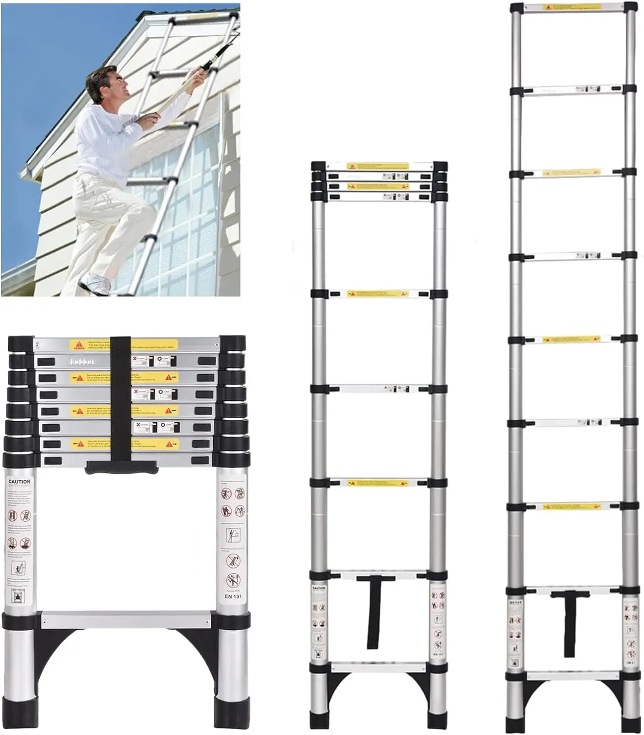 Telescoping Ladder,8.5 FT Extension Ladder,Aluminum Lightweight Telescopic Ladder with 2 Triangle Stabilizers, Telescoping
Telescoping Ladder,8.5 FT Extension Ladder,Aluminum Lightweight Telescopic Ladder with 2 Triangle Stabilizers, Telescoping