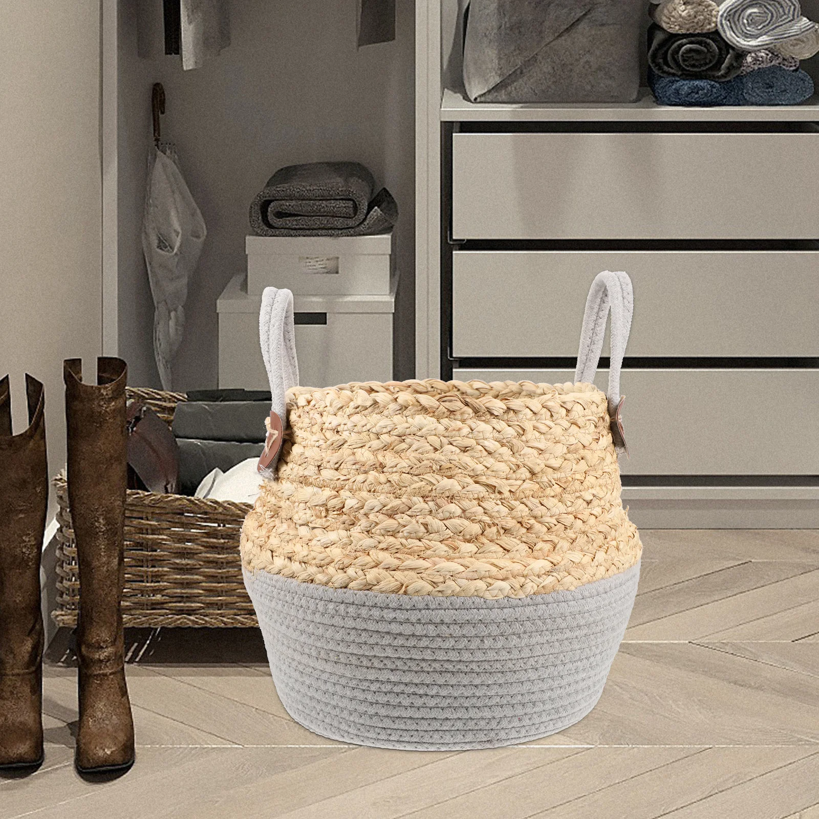 Large Corn Rope Storage Basket with Handles Laundry Hamper for Clothes Blankets Quilts Foldable Clothes Basket
Large Corn Rope Storage Basket with Handles Laundry Hamper for Clothes Blankets Quilts Foldable Clothes Basket