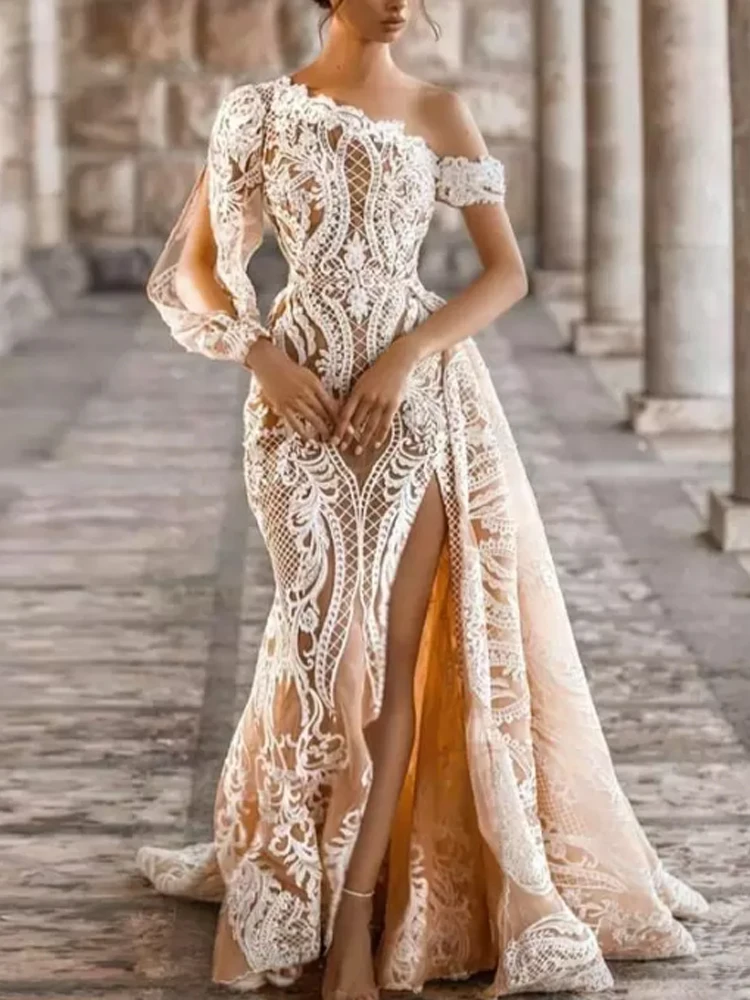 2023 New Off the Shoulder Floor-Length Lace Appliques Elegant Mermaid Formal Bride Dresses for Women Wedding Party Prom Evening
2023 New Off the Shoulder Floor-Length Lace Appliques Elegant Mermaid Formal Bride Dresses for Women Wedding Party Prom Evening