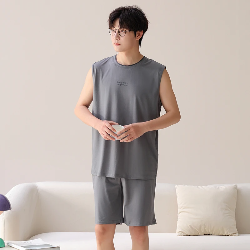 MiiOW 2 Piece Set Sleepwear Men Large Size Youth Pajamas Nightwear Loungewear Breathable Summer Cotton Sleeveless Vest Homewear
MiiOW 2 Piece Set Sleepwear Men Large Size Youth Pajamas Nightwear Loungewear Breathable Summer Cotton Sleeveless Vest Homewear