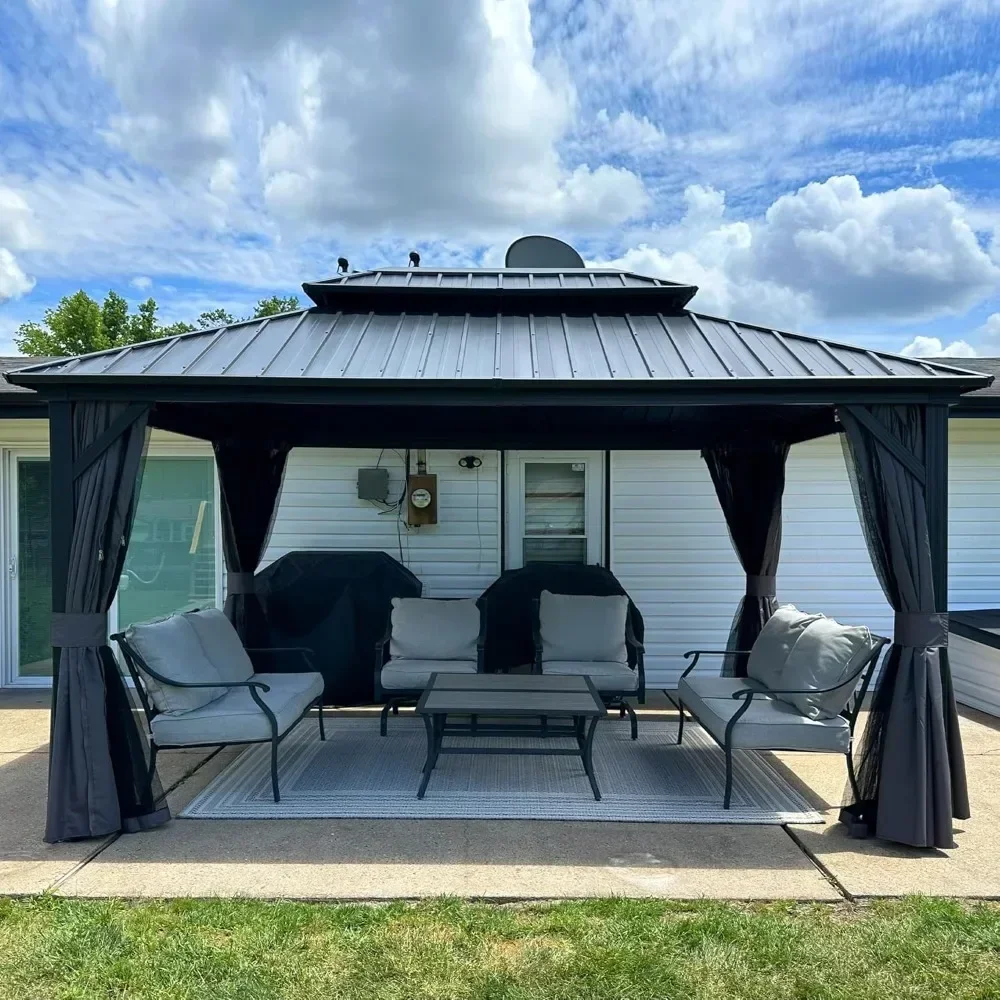 10' X 14' Gazebo Outdoor Gazebo with Dual-Layer Galvanized Steel Double Roof for Patio Lawn Garden Aluminum Gazebo
10' X 14' Gazebo Outdoor Gazebo with Dual-Layer Galvanized Steel Double Roof for Patio Lawn Garden Aluminum Gazebo