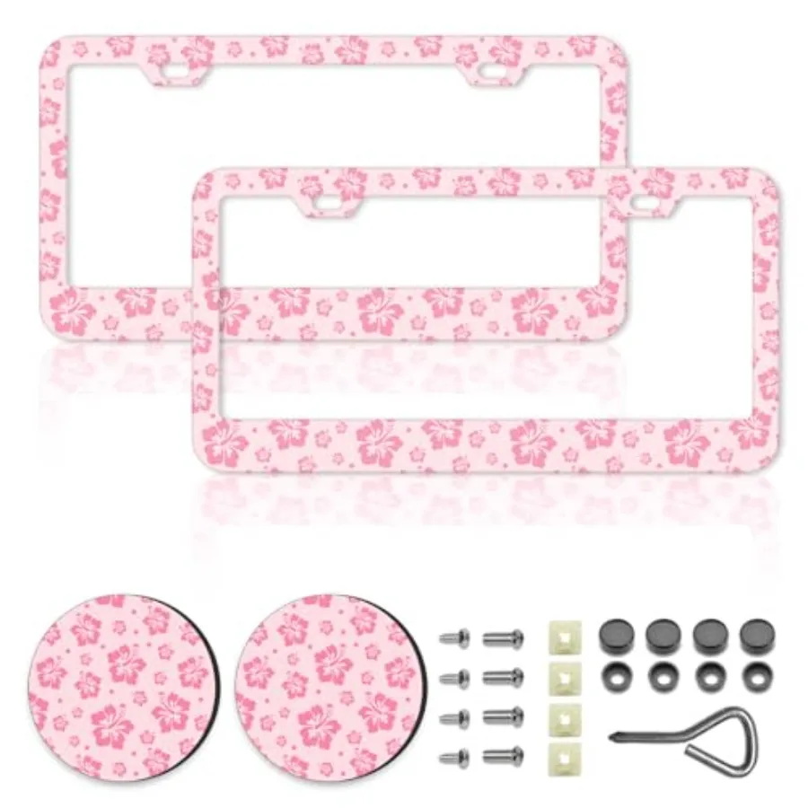 Pink Hibiscus Flower License Plate Frames, Tropical Floral Car Accessories for Women and Men Cute Aluminum License Plate Frame
Pink Hibiscus Flower License Plate Frames, Tropical Floral Car Accessories for Women and Men Cute Aluminum License Plate Frame