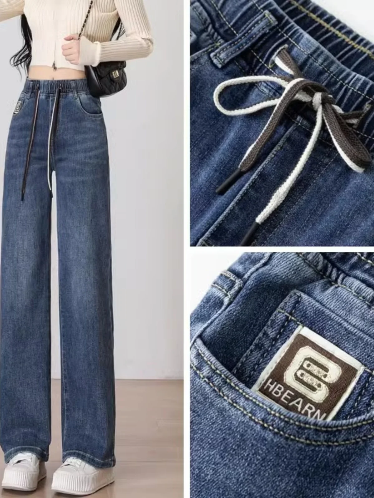 Джинсы прямого кроя для девочек, повседневные, с высокой талией, широкие брюки для учениц средней и старшей школы, темно-синие, на раннюю осень
Джинсы прямого кроя для девочек, повседневные, с высокой талией, широкие брюки для учениц средней и старшей школы, темно-синие, на раннюю осень