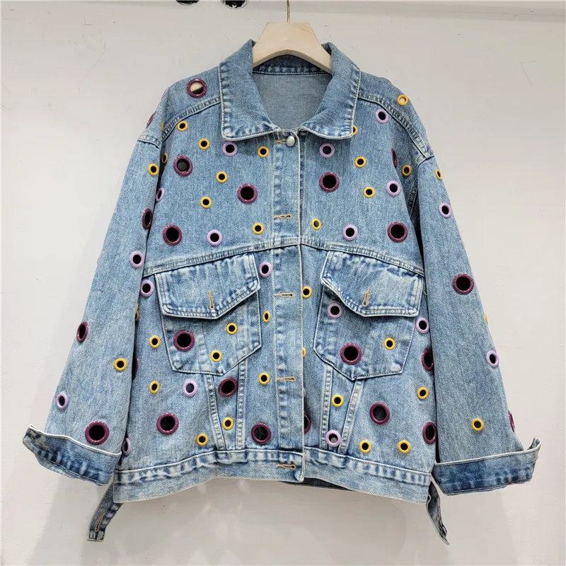 Streetwear Denim Jacket Women Coat 2024 Spring New Korean Sweet Heavy Industry Multicolor Cutout Design Jeans Jacket Outerwear
Streetwear Denim Jacket Women Coat 2024 Spring New Korean Sweet Heavy Industry Multicolor Cutout Design Jeans Jacket Outerwear