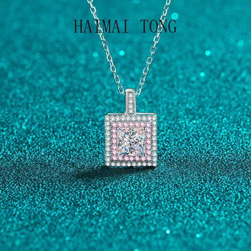 HAIMAITONG Sugar Cube Necklace, Woman's Mossanite Collar Chain, Pt950 Platinum, Rose Gold Pendant
HAIMAITONG Sugar Cube Necklace, Woman's Mossanite Collar Chain, Pt950 Platinum, Rose Gold Pendant