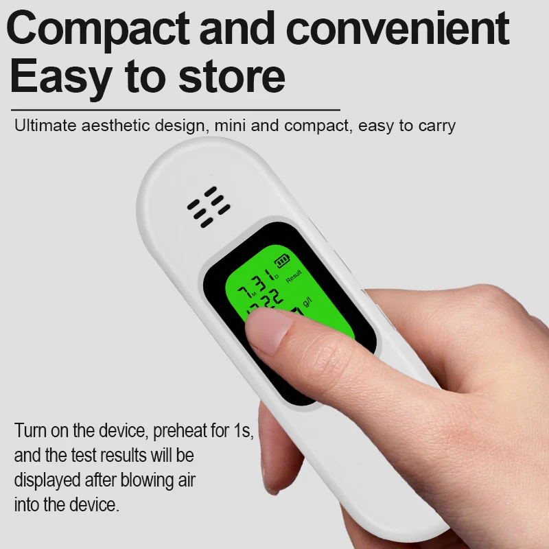 Professional High Accuracy Alcohol Concentration Detector Portable LCD Display Time/Date/Hazard Alert With USB Sharging Port
Professional High Accuracy Alcohol Concentration Detector Portable LCD Display Time/Date/Hazard Alert With USB Sharging Port