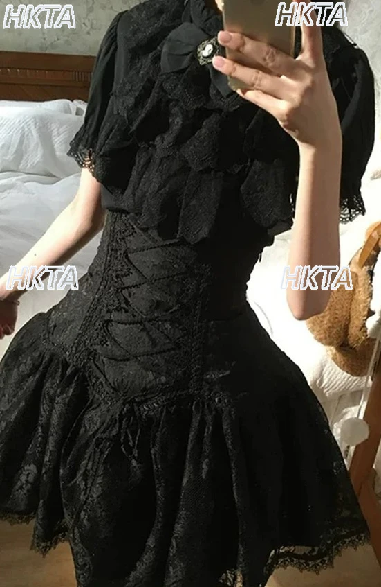 Dark Goth Y2k Saliva Towel Lace Bow Short Sleeved Black Shirt Top Lolita Skirt Subculture Punk Shirt Skirt Two Pieces Sets Women
Dark Goth Y2k Saliva Towel Lace Bow Short Sleeved Black Shirt Top Lolita Skirt Subculture Punk Shirt Skirt Two Pieces Sets Women