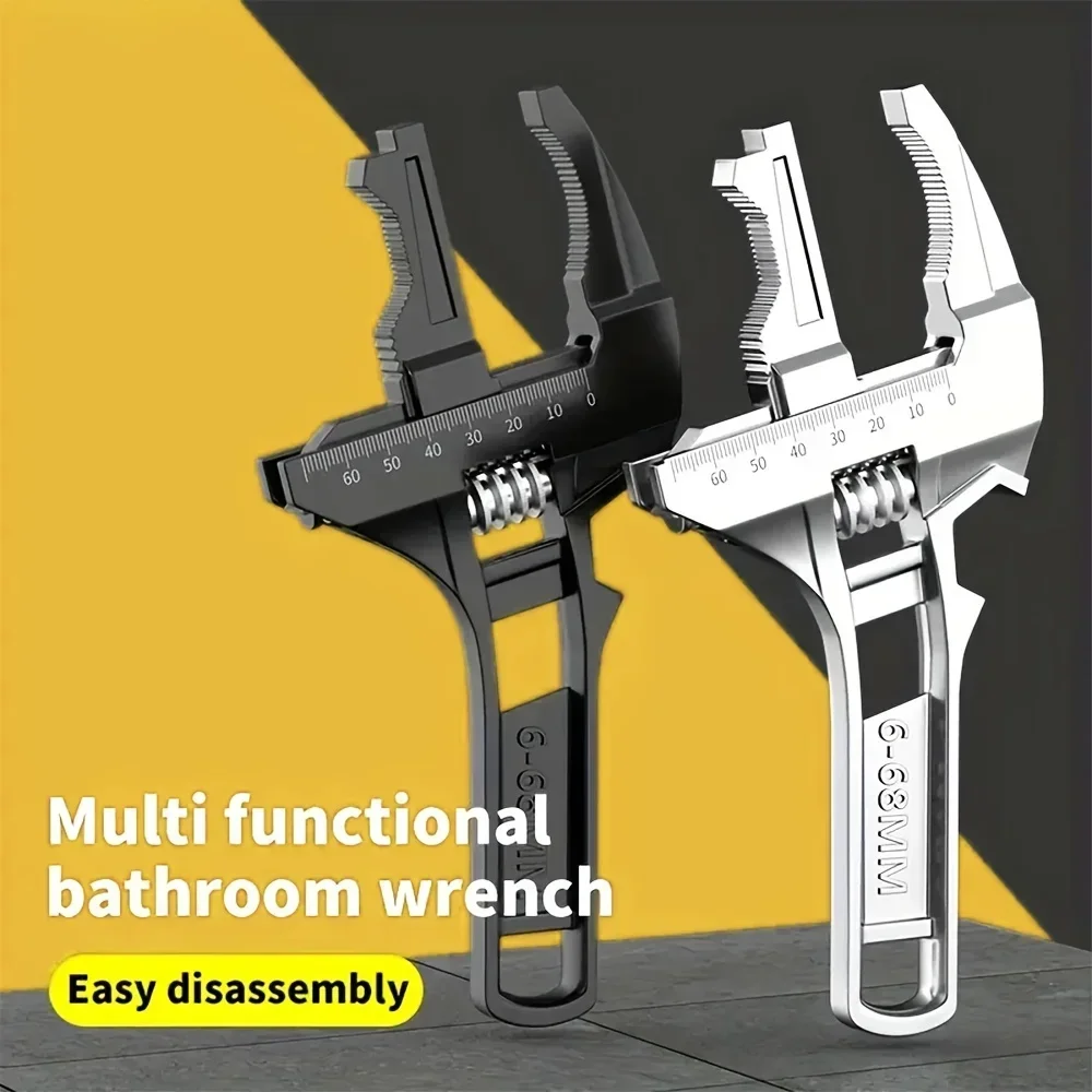 1pc multifunctional adjustable bathroom wrench,which is marked with measurement scales and made of durable aluminum material.
1pc multifunctional adjustable bathroom wrench,which is marked with measurement scales and made of durable aluminum material.