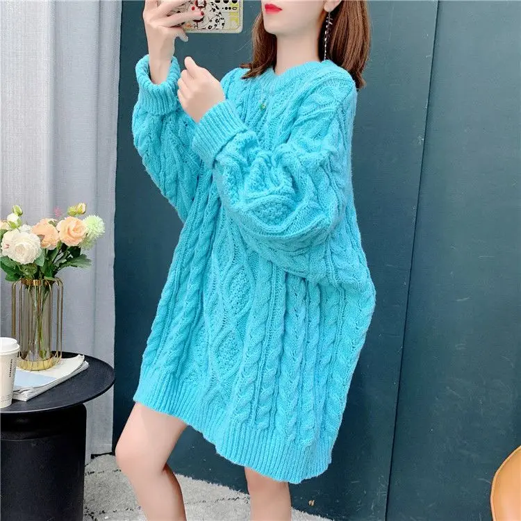 Women Pullovers Gentle Thicker Twist Knitted Sweaters Sweet All-match Basic O-neck Loose-fit Mid-length Jumpers Woman Top U1047
Women Pullovers Gentle Thicker Twist Knitted Sweaters Sweet All-match Basic O-neck Loose-fit Mid-length Jumpers Woman Top U1047