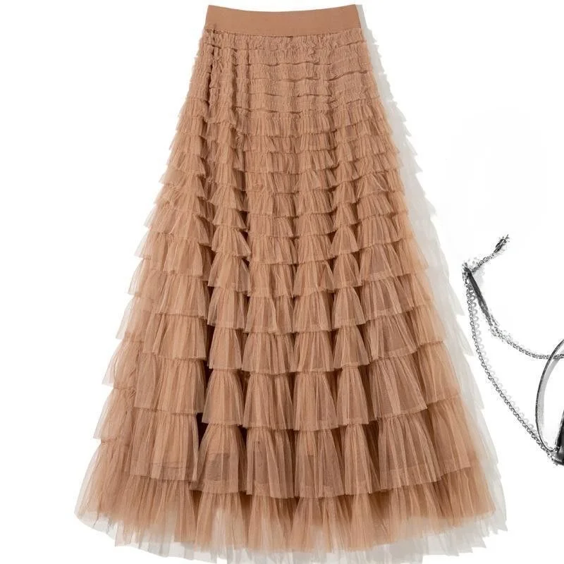 Sweet Elegant Princess Style Layered Cake Skirt Mesh Half-length Skirt Elastic Waist Casual Polyester Women's Skirt
Sweet Elegant Princess Style Layered Cake Skirt Mesh Half-length Skirt Elastic Waist Casual Polyester Women's Skirt