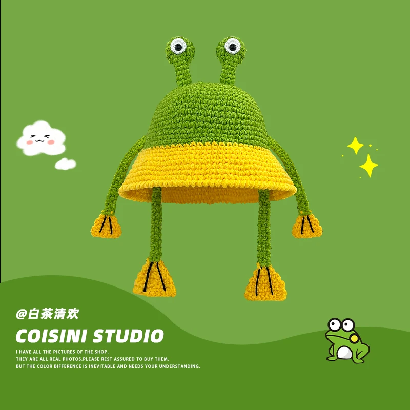 Korean Cute Cartoon Funny Frog Knitted Bucket Hat Women Autumn and Winter Warm Wide Brim Dome Personalized Warm Basin Cap
Korean Cute Cartoon Funny Frog Knitted Bucket Hat Women Autumn and Winter Warm Wide Brim Dome Personalized Warm Basin Cap