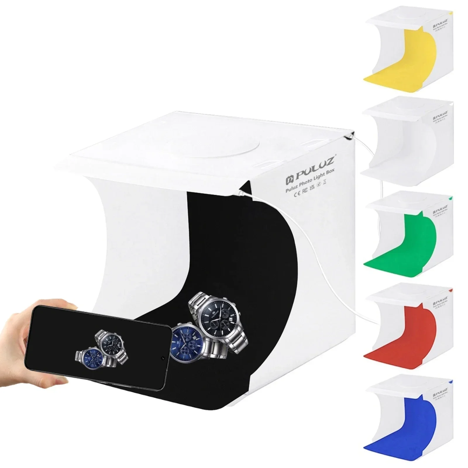 With 6 Colors Backdrops PULUZ 20cm Mini 2 LED Panels Folding Portable 1100LM Light Photo Lighting Studio Shooting Tent Box Kit
With 6 Colors Backdrops PULUZ 20cm Mini 2 LED Panels Folding Portable 1100LM Light Photo Lighting Studio Shooting Tent Box Kit