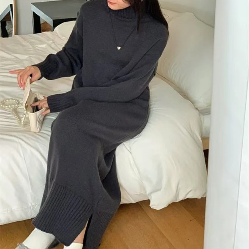 High Neck Sweater Dress Women, Autumn And Winter New Loose Plus Size Thickened Long Over--Knee Inner Wear Solid Color Kni
High Neck Sweater Dress Women, Autumn And Winter New Loose Plus Size Thickened Long Over--Knee Inner Wear Solid Color Kni