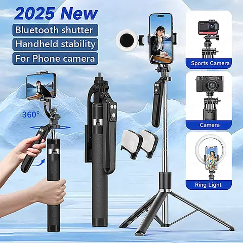 Roreta New 1.7M 360 ° rotation Tripod for Smartphone Camera,Phone holder with Bluetooth shutter,Wireless Selfie Stick brackets