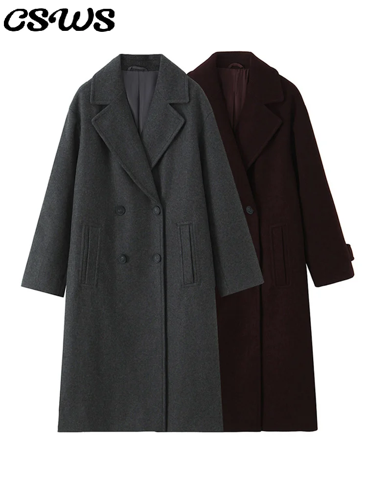 Элегантное шерстяное женское длинное пальто с городскими лацканами и длинными рукавами, двубортная женская верхняя одежда с карманами, осень-зима 2021, женская куртка
Элегантное шерстяное женское длинное пальто с городскими лацканами и длинными рукавами, двубортная женская верхняя одежда с карманами, осень-зима 2021, женская куртка