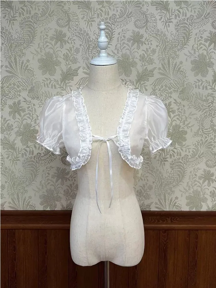 Sun Protection Short Bubble Sleeve Cardigan Women's Thin Summer Lace Mesh Small Cannon Shirt Short Sleeve Top Chiffon Material
Sun Protection Short Bubble Sleeve Cardigan Women's Thin Summer Lace Mesh Small Cannon Shirt Short Sleeve Top Chiffon Material