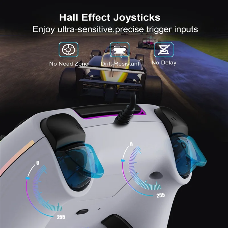 VO-For PS5 Wired Gamepad RGB Lights Hall Trigger Vibration Continuous Back Button PC/Steam Gamepad SZ-5005W White
VO-For PS5 Wired Gamepad RGB Lights Hall Trigger Vibration Continuous Back Button PC/Steam Gamepad SZ-5005W White