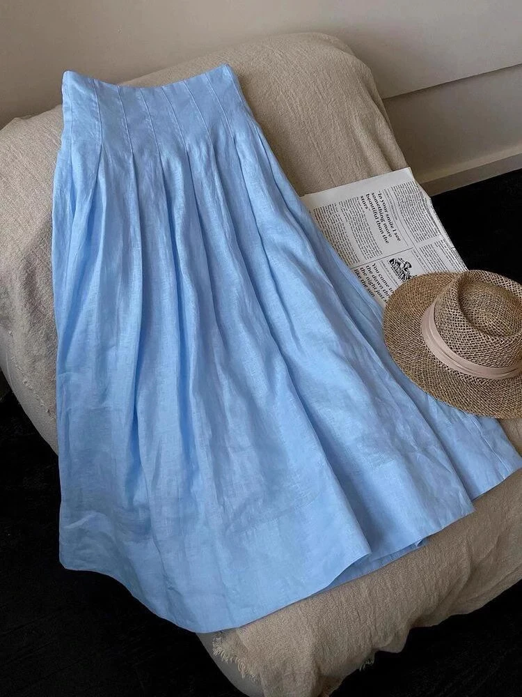 A-Line Skirt with Fibone Waist Pleating for Women Korean Sle Slimming Mid-Length Summer Silk Blend Skirt
A-Line Skirt with Fibone Waist Pleating for Women Korean Sle Slimming Mid-Length Summer Silk Blend Skirt