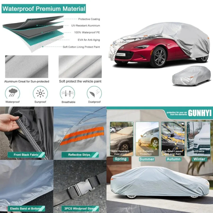 6 Layers Car Cover Custom Fit Mazda MX-5/Miata, BMW Z3, Chrysler Crossfire, Honda S2, Waterproof All Weather, Full Exterior Cov
6 Layers Car Cover Custom Fit Mazda MX-5/Miata, BMW Z3, Chrysler Crossfire, Honda S2, Waterproof All Weather, Full Exterior Cov