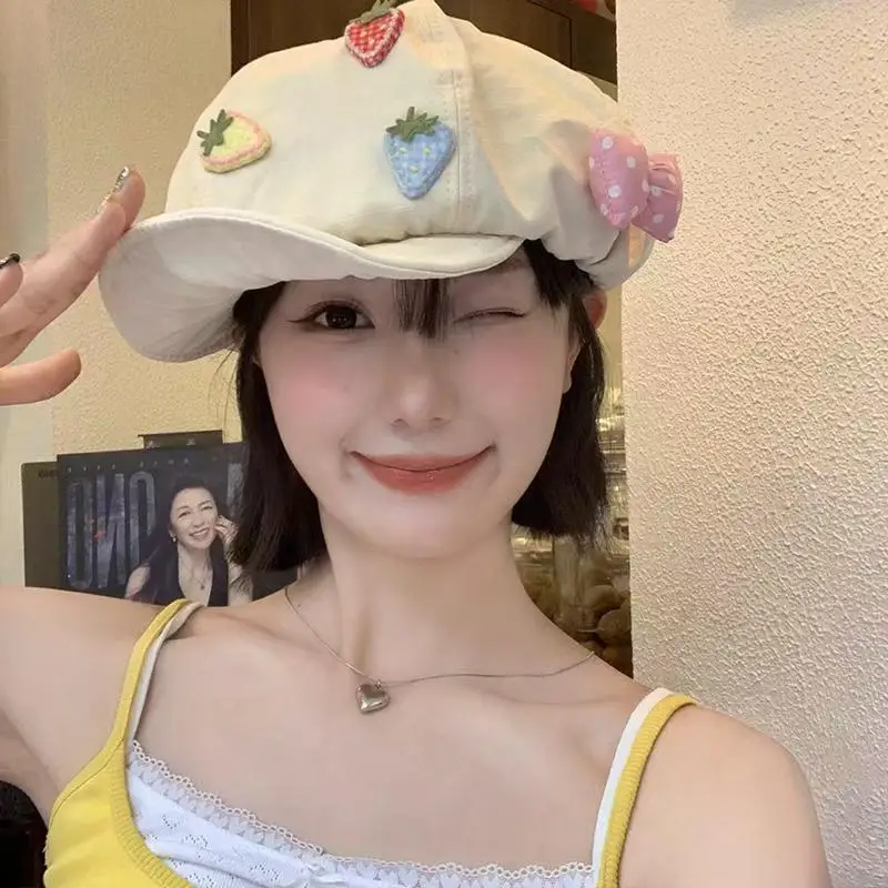 Ladies' Berets Japanese Bow Strawberry Kawaii Sweet Verstaile Newsboy Caps Funny High-quality Versatile Artist Hats For Girl
Ladies' Berets Japanese Bow Strawberry Kawaii Sweet Verstaile Newsboy Caps Funny High-quality Versatile Artist Hats For Girl