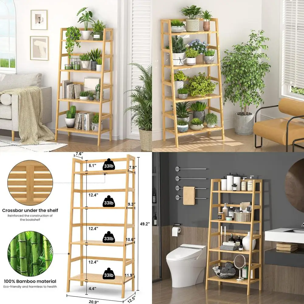 Бамбуковая книжная полка Hoic, 4-ярусная, 49,2 дюйма, отдельностоящая, открытая, для хранения книг, для ванной, подставка для растений или тумба
Бамбуковая книжная полка Hoic, 4-ярусная, 49,2 дюйма, отдельностоящая, открытая, для хранения книг, для ванной, подставка для растений или тумба