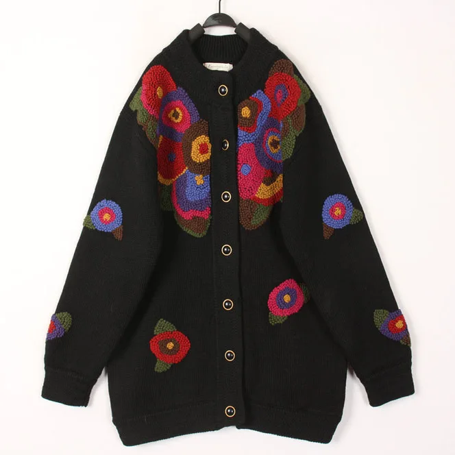Винтажный шерстяной свитер с цветочным узором, в стиле Харадзюку, теплый, для повседневной носки, свободный крой, с длинными рукавами, круглым вырезом, на пуговицах
Винтажный шерстяной свитер с цветочным узором, в стиле Харадзюку, теплый, для повседневной носки, свободный крой, с длинными рукавами, круглым вырезом, на пуговицах