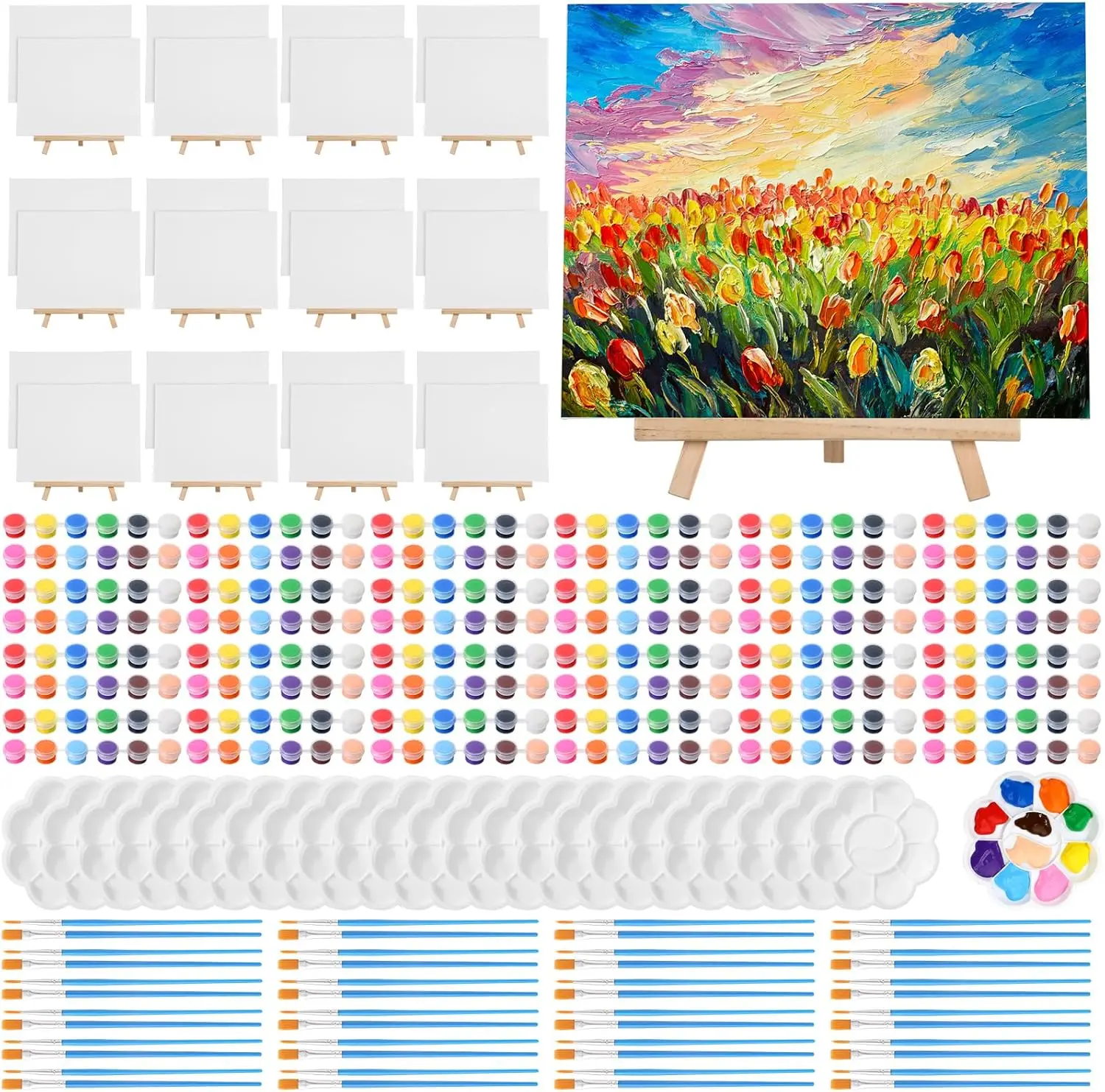 24 Pack 8x10 Inch Canvas Boards with Easels, Paint Strips, Brushes & Palettes for Acrylic Painting, Art Supplies for Beginners & Artists
24 Pack 8x10 Inch Canvas Boards with Easels, Paint Strips, Brushes & Palettes for Acrylic Painting, Art Supplies for Beginners & Artists