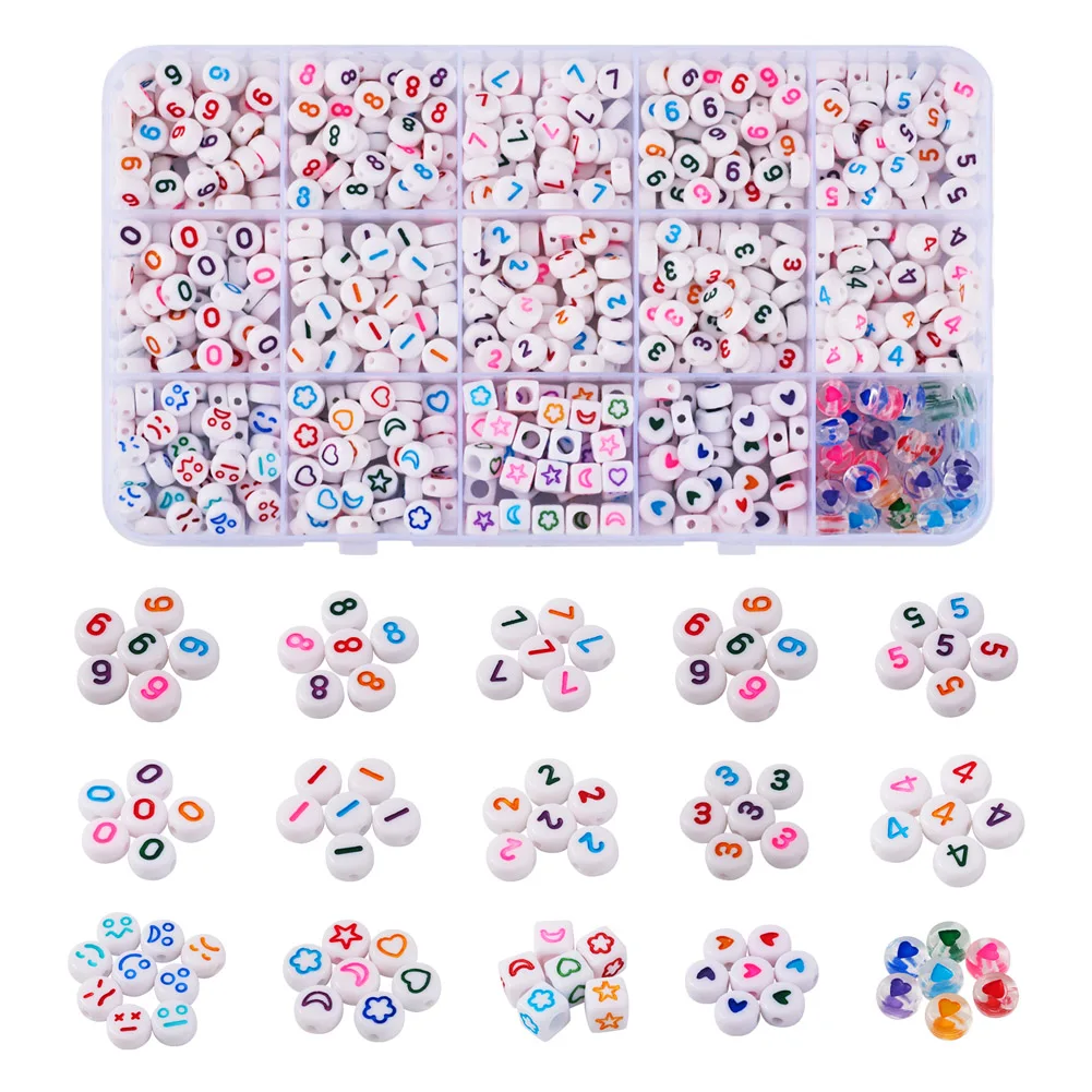 15 Styles Opaque Acrylic Number Beads Star Moon Heart Flower Pattern Spacer Beads For DIY Bracelet Necklace Jewelry Making Gifts
15 Styles Opaque Acrylic Number Beads Star Moon Heart Flower Pattern Spacer Beads For DIY Bracelet Necklace Jewelry Making Gifts