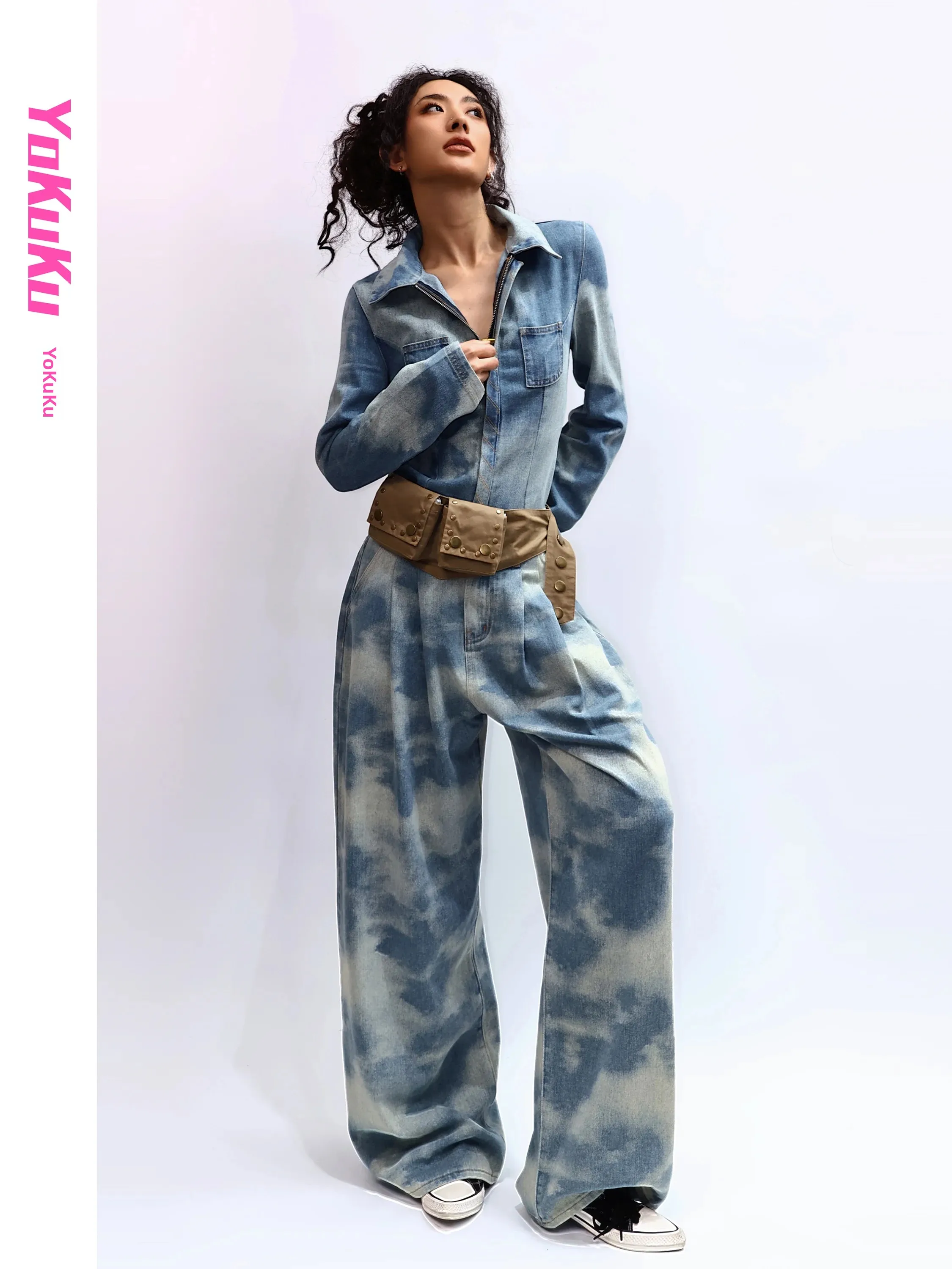 Cool Vintage Dyed Clouds Denim Shirt And Pants Set Women's Fashion Retro Style Cotton Long Sleeve Zipper Collar Two-Piec...
Cool Vintage Dyed Clouds Denim Shirt And Pants Set Women's Fashion Retro Style Cotton Long Sleeve Zipper Collar Two-Piec...