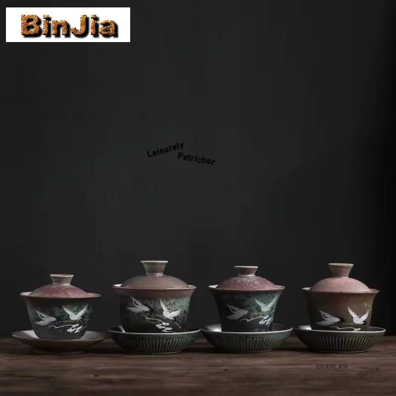 Japanese Style Kiln Chnage Ceramic Gaiwan Colorful Crane Tea Tureen Household Maker Cover Bowl Tableware Decoration Supplies
Japanese Style Kiln Chnage Ceramic Gaiwan Colorful Crane Tea Tureen Household Maker Cover Bowl Tableware Decoration Supplies