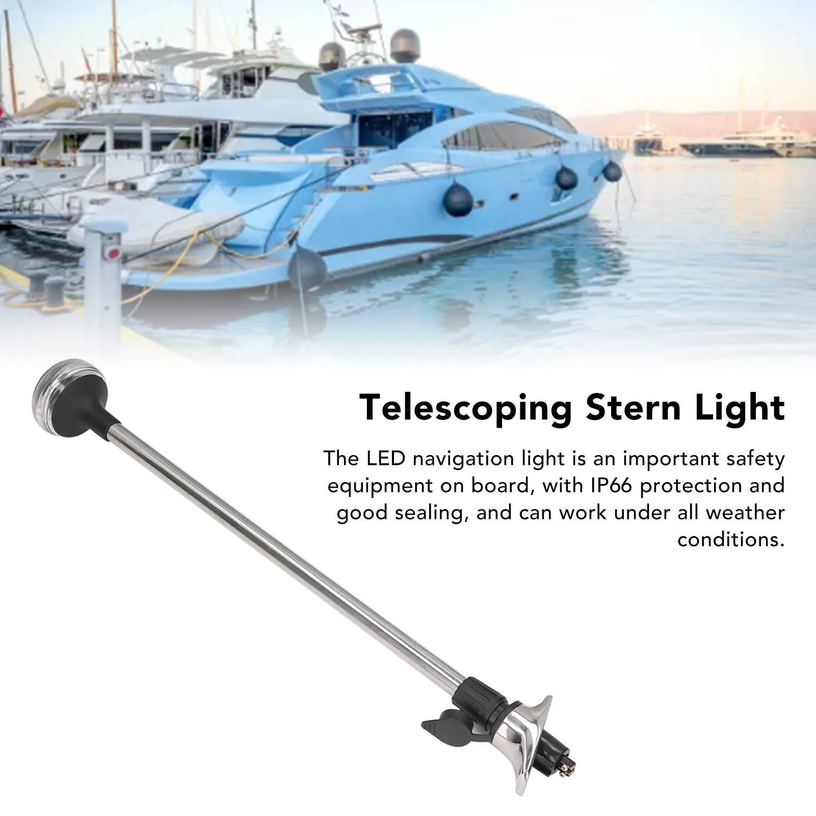24in Telescoping Light All Round LED Stern Light 2 Pin Pole IP66 Waterproof DC12V 24V 5W Waterproof LED Marine Light
24in Telescoping Light All Round LED Stern Light 2 Pin Pole IP66 Waterproof DC12V 24V 5W Waterproof LED Marine Light