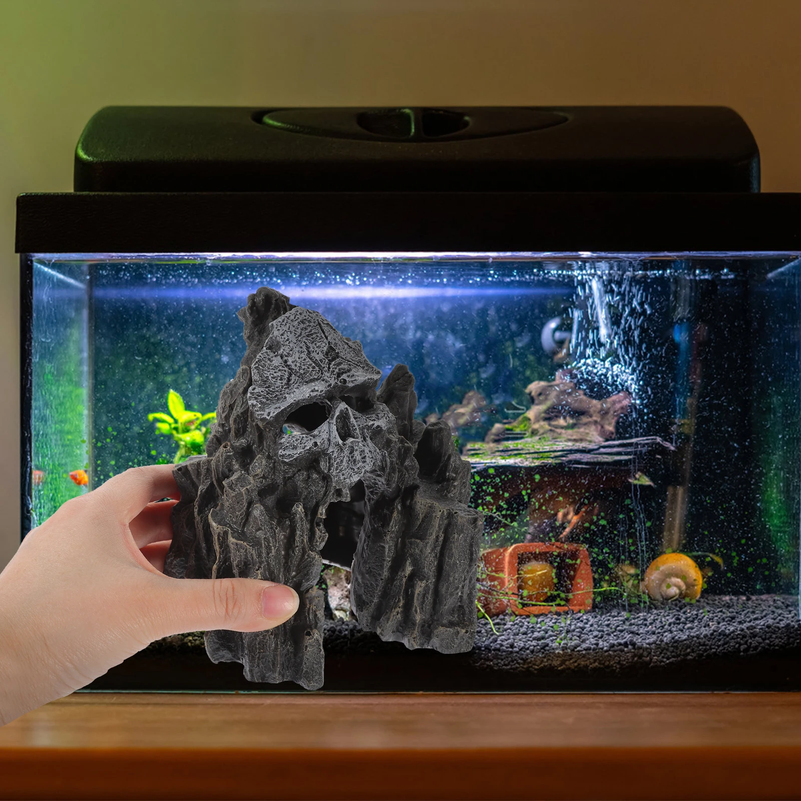 Resin Skull Cave Decoration Fish Tank Landscaping nament Aquarium Shelter Simulated Rock Hideout for Turtle Reptile Habitat
Resin Skull Cave Decoration Fish Tank Landscaping nament Aquarium Shelter Simulated Rock Hideout for Turtle Reptile Habitat