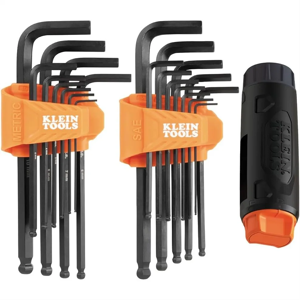 22-Piece Ball-End T-Handle Hex Key Wrench Set SAE & Metric 1/16" to 3/8" 1.5-10 mm with Locking Case
22-Piece Ball-End T-Handle Hex Key Wrench Set SAE & Metric 1/16" to 3/8" 1.5-10 mm with Locking Case