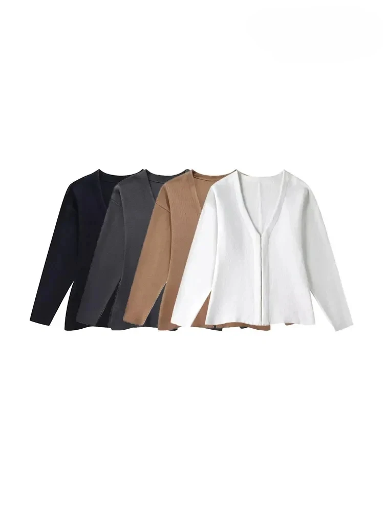 Women's Front Hook Fitted Knit Cardigan Sweater, V Neck, Long Sleeves, Side Split Hem, Female Outerwear, Chic Tops, Fashion
Women's Front Hook Fitted Knit Cardigan Sweater, V Neck, Long Sleeves, Side Split Hem, Female Outerwear, Chic Tops, Fashion