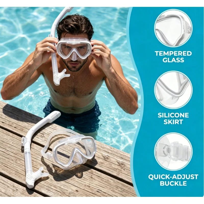 Professional 2Pcs Diving Mask Snorkel Set Anti Fog Leak Proof Goggles for Swimming Snorkeling Use
Professional 2Pcs Diving Mask Snorkel Set Anti Fog Leak Proof Goggles for Swimming Snorkeling Use