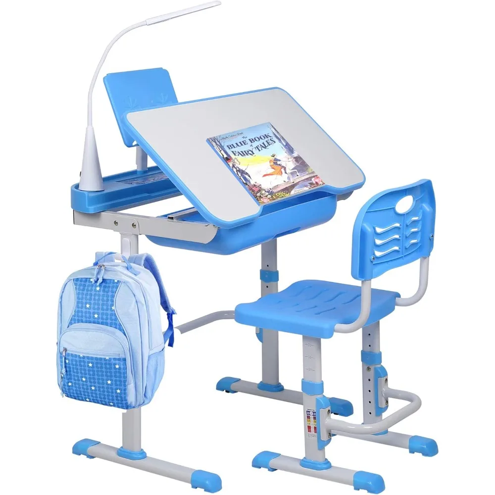 Table and Chair Set, Height-adjustable Study and Writing Tables with Tilting Table Top, LED Light, Children's Desk and Chair
Table and Chair Set, Height-adjustable Study and Writing Tables with Tilting Table Top, LED Light, Children's Desk and Chair