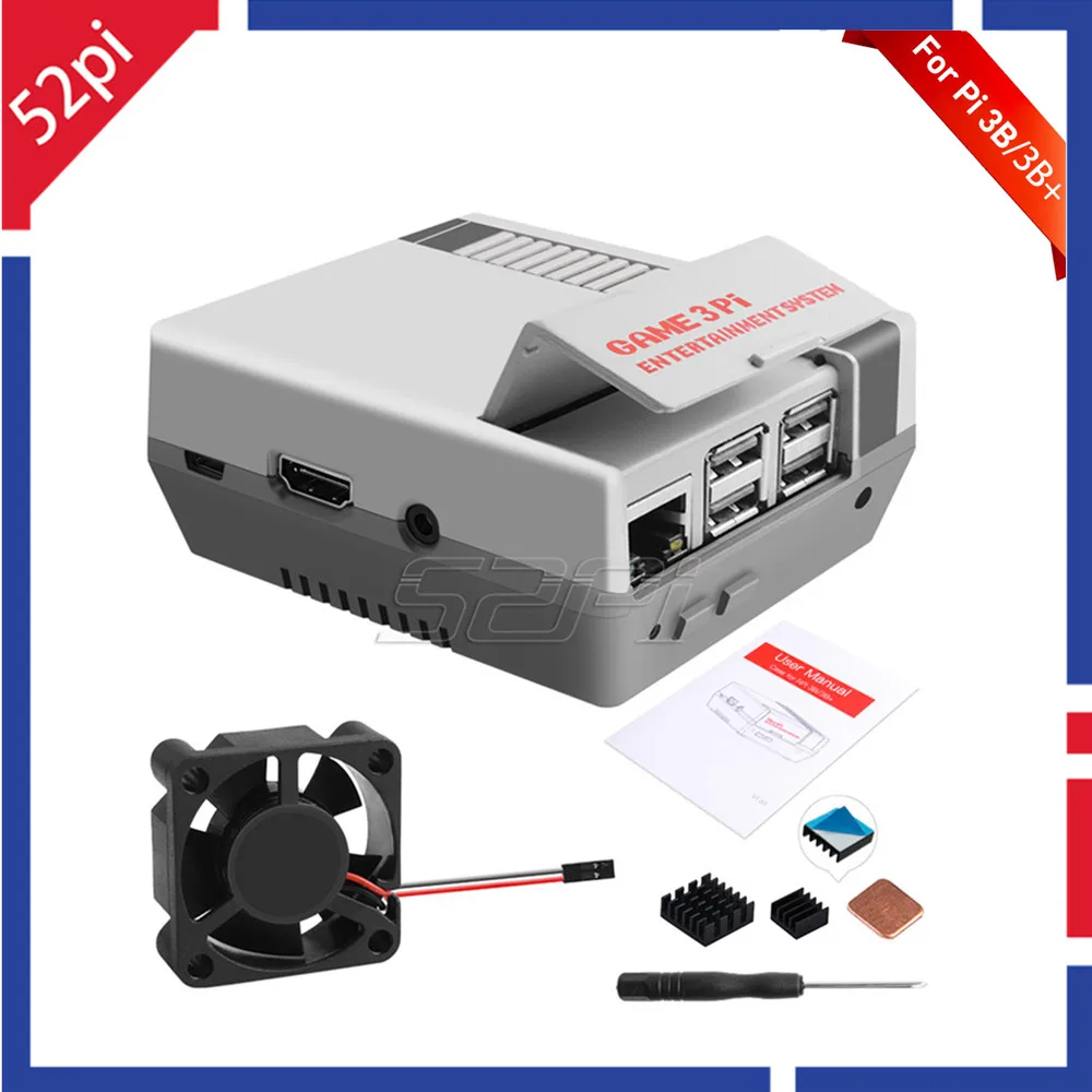 Набор для чехла 52Pi Nes3Pi, ABS, функциональный охлаждающий вентилятор, радиаторы, отвертки для Raspberry Pi 3B + / 3B / 2B
Набор для чехла 52Pi Nes3Pi, ABS, функциональный охлаждающий вентилятор, радиаторы, отвертки для Raspberry Pi 3B + / 3B / 2B