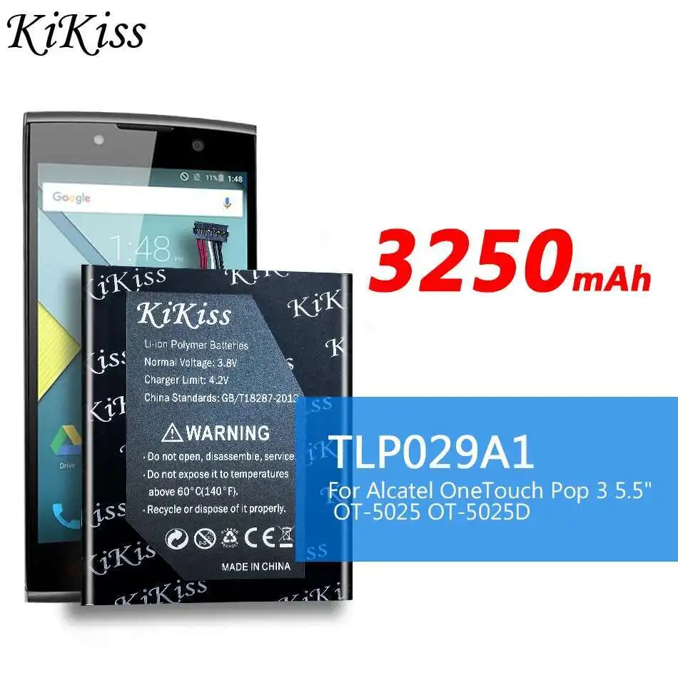 3250mAh TLP029A1 Mobile Phone Battery Lightweight For Alcatel Onetouch Pop 3 5.5" OT-5025 OT-5025D
3250mAh TLP029A1 Mobile Phone Battery Lightweight For Alcatel Onetouch Pop 3 5.5" OT-5025 OT-5025D